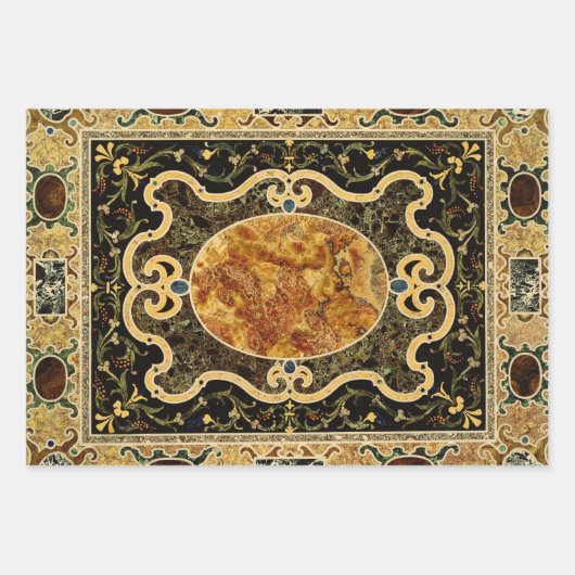 Antikes Ziermuster - italienisches Gemsteinmuster Geschenkpapier Set (Vorderseite)