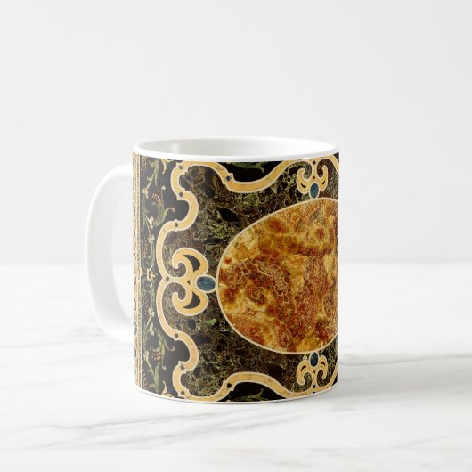 Antikes Ziermuster - italienisches Gemsteinmuster Kaffeetasse (Vorderseite Links)
