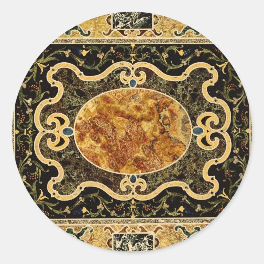 Antikes Ziermuster - italienisches Gemsteinmuster Runder Aufkleber (Vorderseite)