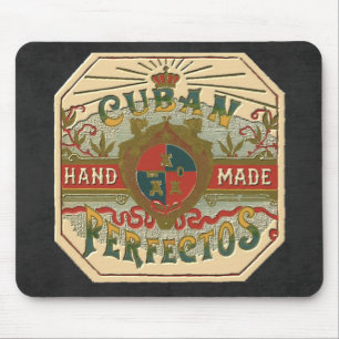 Antikes Zigarren-Werbeetikett Cuban Perfectos Toba Mousepad