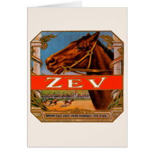 Antikes Zigarrenetikett, Zev Rennpferde Braunes Fo