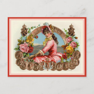 Antikes Zigarrenkistenetikett Postkarte