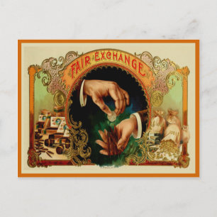 Antikes Zigarrenkistenetikett Postkarte