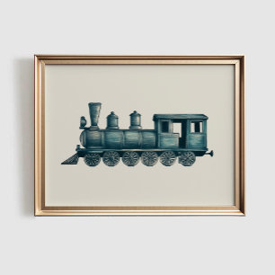 Antikes Zugbild, Vintage Druckbare Wandkunst Poster