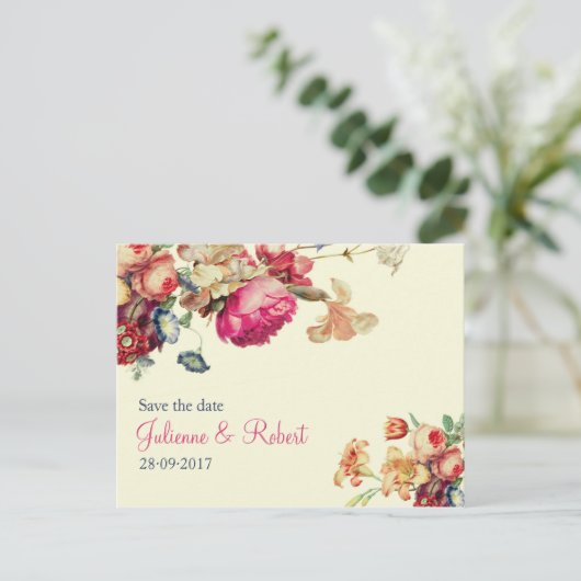 Antikgarten | Vintag Save the Date Postkarte (Stehend Vorderseite)