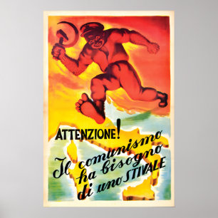Antikommunistisches italienisches Propagandaposter Poster
