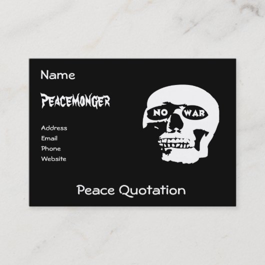Antikriegsschädel Visitenkarte (Vorderseite)