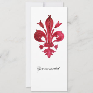 ANTIKROTES ROTES FLEUR DE LIS Damast Edelstein Mon Einladung