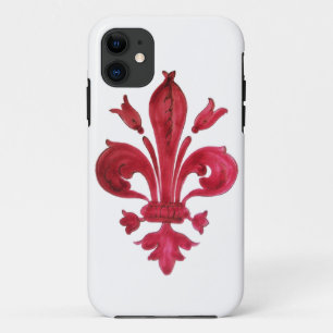 ANTIKROTES ROTES LILIEN-WAPPEN IN WEISS Heraldisch iPhone 11 Hülle