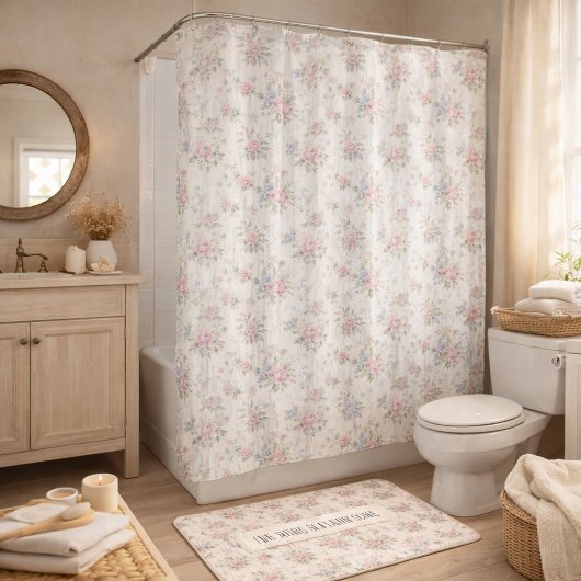 AntikRustikal Verspielter Shabby Chic Stil Blumen Duschvorhang