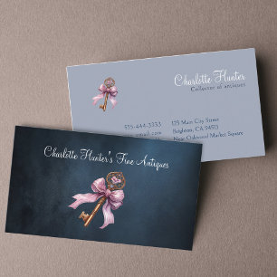 Antikshop, elegante alte Messingtaste mit rosa Sch Visitenkarte