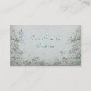 Antikshop Vintage Floral Blau Visitenkarte