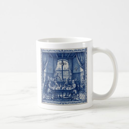 Antikstil Blau + Weiß Delfter Kaffeestube Kaffeetasse (Rechts)