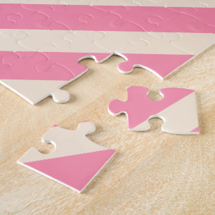 Antikweiß und feurige Rose Diagonale Streifen Puzzle