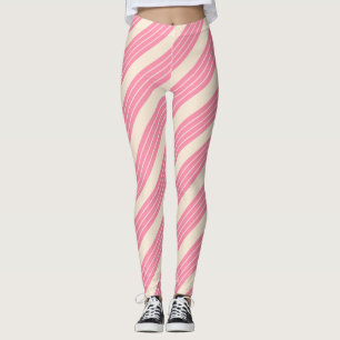 Antikweiß und rosa Flamingostreifen Leggings