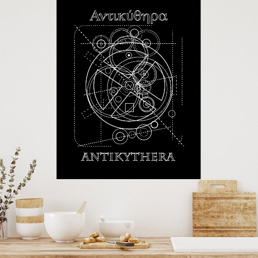 Antikythera Mechanism Drawing Poster (Küche)