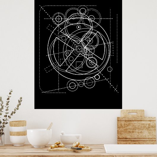 Antikythera Mechanism Drawing Poster (Küche)