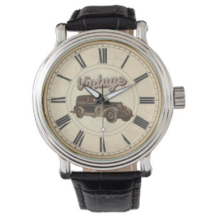 ANTIKZEIT ROMAN NUMERALS VINTAGE AUTO ARMBANDUHR