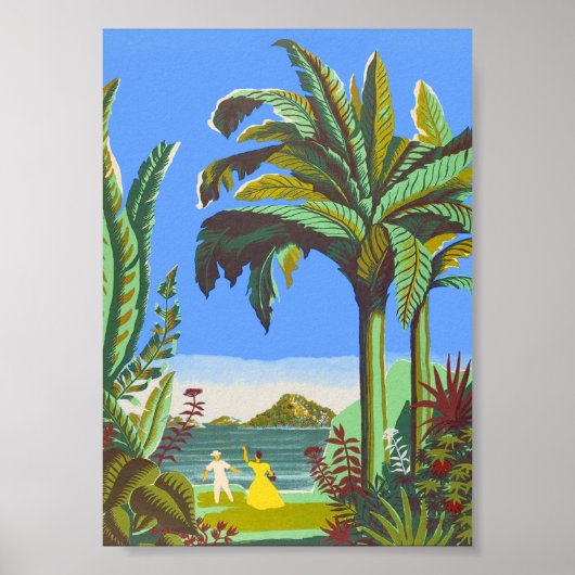 Antillen Karibik farbenfroh Vintage Reise Poster (Vorne)