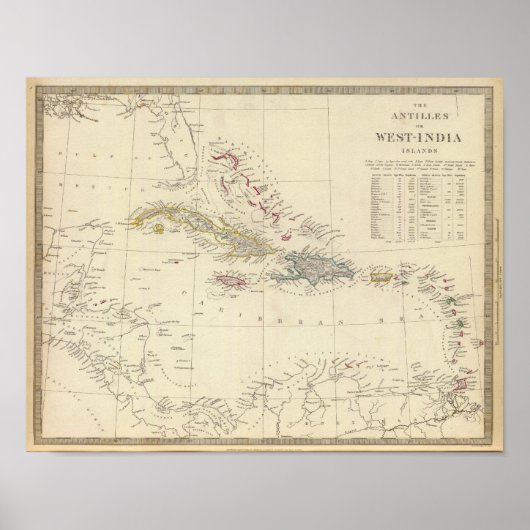 Antillen oder WestIndien Inseln Poster (Vorne)