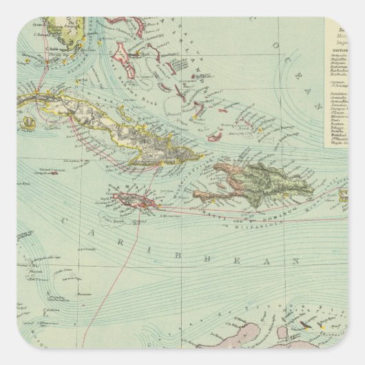 Antillen oder Westindien Quadratischer Aufkleber (Vorderseite)