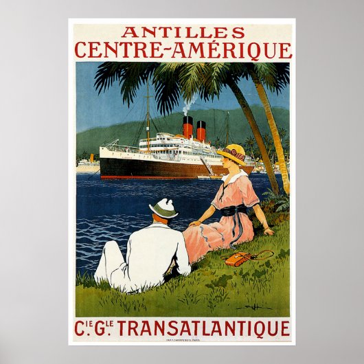 Antillen Zentralamerika Vintage Schiffsreise Poster (Vorne)