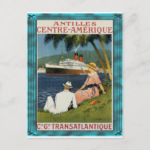 Antilles Kreuzfahrt Kunst im Vintage-Stil Postkarte