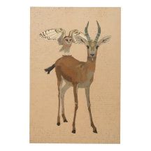 ANTILOPE u. EULE hölzerne Leinwand