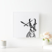 Antilopen-Uhr Quadratische Wanduhr (Zuhause)