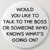 Antimanagement-lustiger Chef-Angestellter Button (Vorderseite)