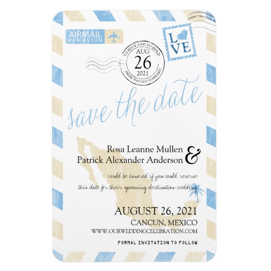 Antimexikanische Luftpost Save the Date Magnet (Vertikal)