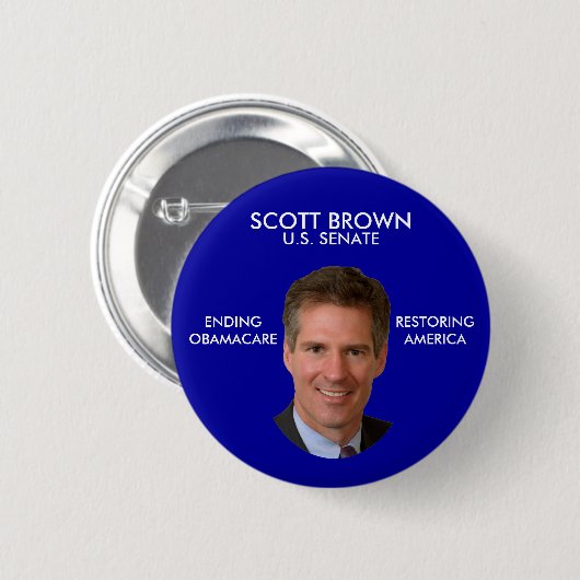 AntiObama politischer Knopf Scotts Brown Button (Vorne & Hinten)
