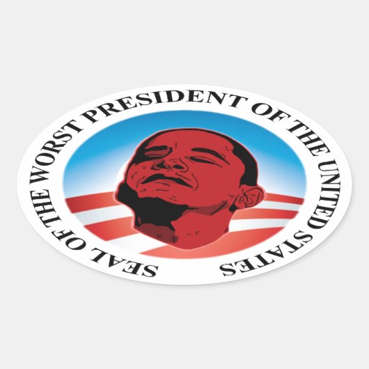 AntiObama - schlechtester Präsident Ovaler Aufkleber (Vorderseite)