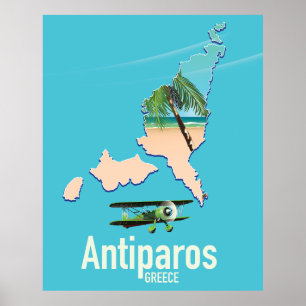Antiparos-Griechenland-Reisekarte Poster