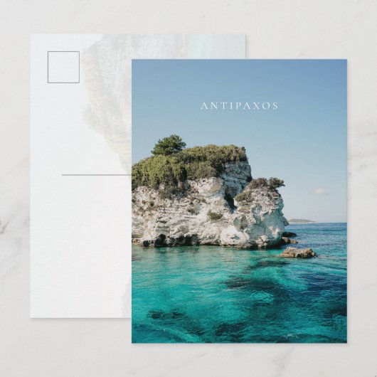 Antipaxos coast, at Paralia Voutoumi, Greece Postkarte (Vorne/Hinten)