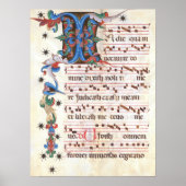 Antiphon Gregoriant Chant Mittelalterliches Manusk Poster (Vorne)