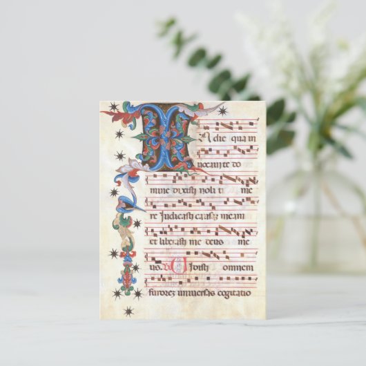 Antiphon Gregoriant Chant Mittelalterliches Manusk Postkarte (Stehend Vorderseite)