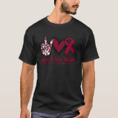 Antiphospholipid Syndrome Burgundy Ribbon Peace Lo T-Shirt (Vorderseite)
