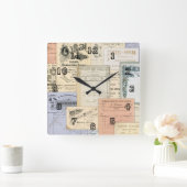 Antiqua European Ephemera Paris Amsterdam Quadratische Wanduhr (Zuhause)