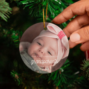Antiqua-Schrift Unser erstes Weihnachten als Große Keramik Ornament