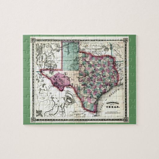 Antiquarian-Karte 1866 von Texas durch Schönberg Puzzle (Horizontal)