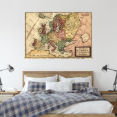 Antiquariat 1721 Karte Europas von Herman Moll Leinwanddruck (Insitu (Schlafzimmer))