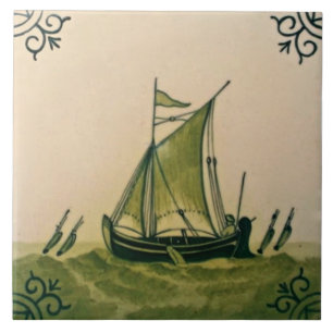 Antiquariat Hollins Delft Schifffahrt Tile #1 Repr Fliese