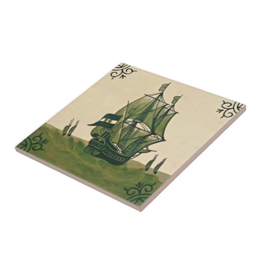 Antiquariat Hollins Delft Schifffahrt Tile #3 Repr Fliese (Seite)