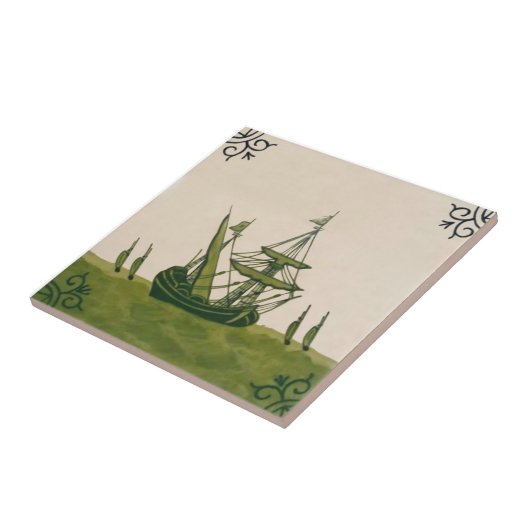 Antiquariat Hollins Delft Schifffahrt Tile #4 Repr Fliese (Seite)