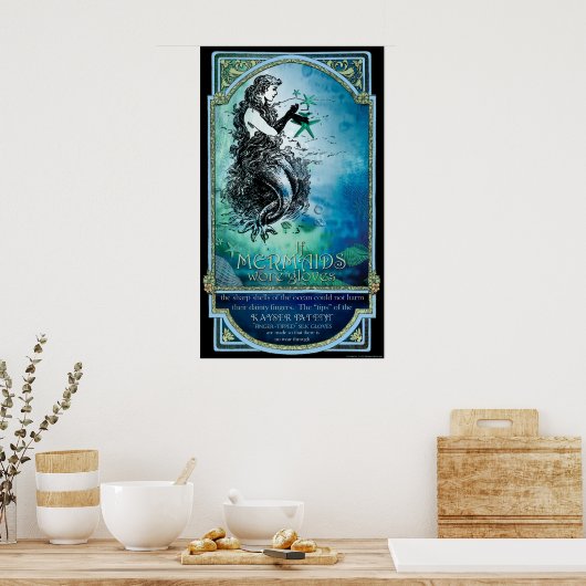 Antiquariat "If Mermaids Wore Gloves" Poster Print (Küche)