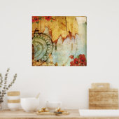 Antiquariat mit Compass und Poppies Poster (Küche)