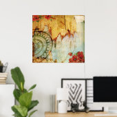 Antiquariat mit Compass und Poppies Poster (Heimbüro)