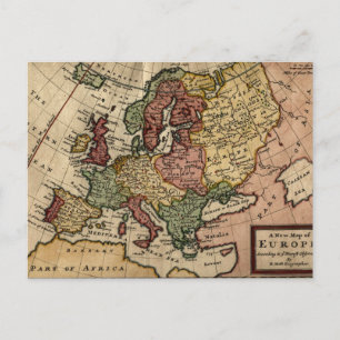 Antiquarische Europakarte von 1721 von Herman Moll Postkarte