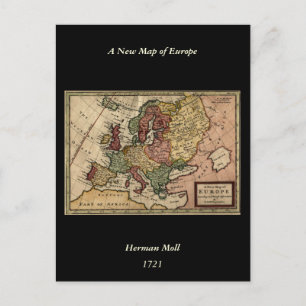 Antiquarische Europakarte von 1721 von Herman Moll Postkarte